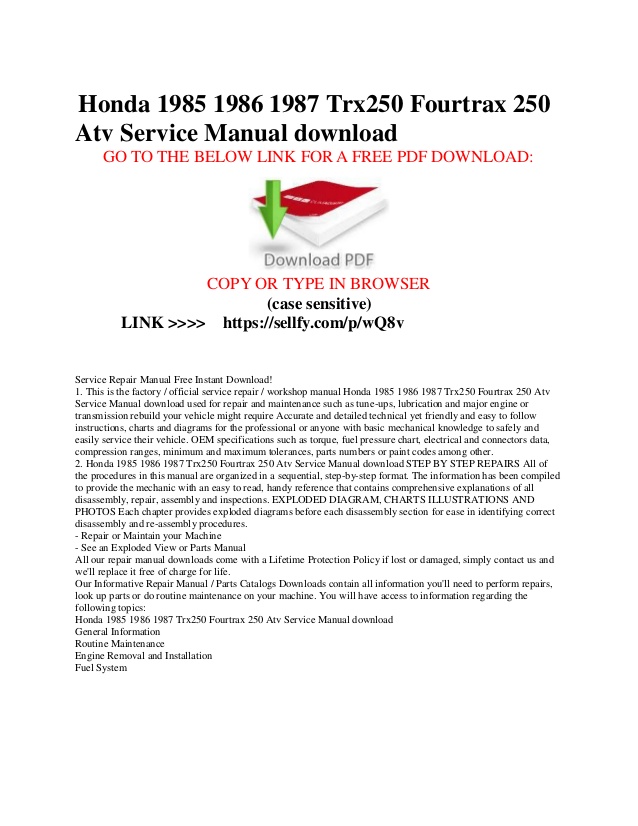 Honda atv service manuals free download